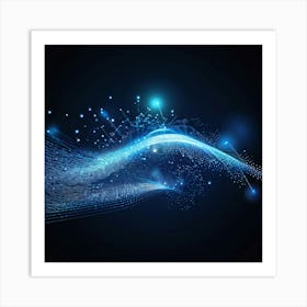 Abstract Vector Illustration Featuring A Dynamic Interplay Of Warped Glowing Dots Converging Into A (2) Art Print