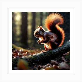 Red Squirrel In The Forest 53 Art Print