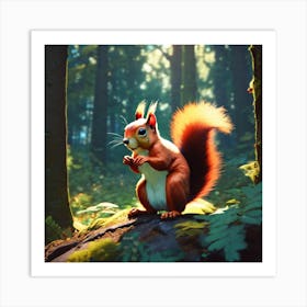 Red Squirrel In The Forest 67 Art Print