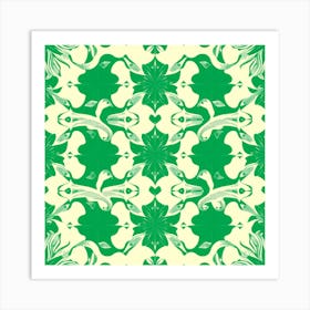 Green Floral Pattern Art Print