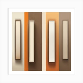 Orange And Brown Striped Wall Art Print