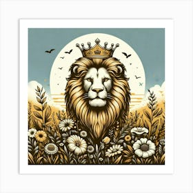 Lion In The Meadow Art Print