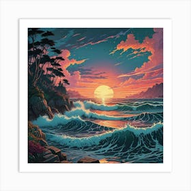 Sunset At The Beach 15 Art Print