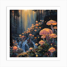 Mushroom Forest, Pop Surrealism, Lowbrow Art Print