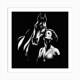 Woman And A Horse Art Print Art Print