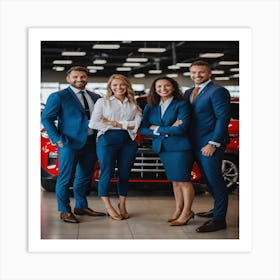 Business People Standing In Front Of A Car Art Print