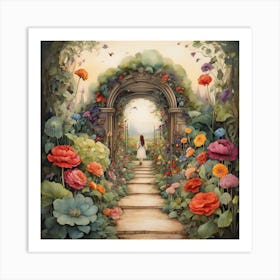 Girl In A Garden 3 Art Print