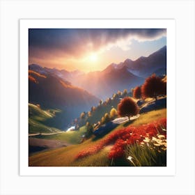 Sunset In The Mountains 56 Art Print
