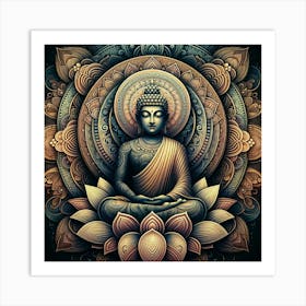 Buddha In Lotus 3 Art Print