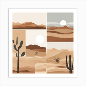 Desert Tranquility Earth Tones In Minimal Harmony Art Print