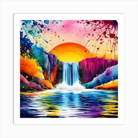 Waterfall Painting Art Print