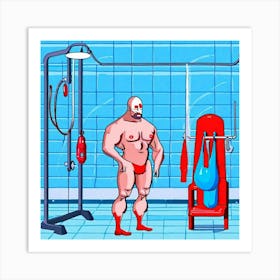Man In A Shower - Tom Ghost Art Print