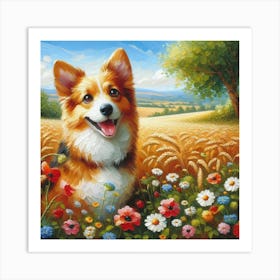 Corgi In The Field Art Print