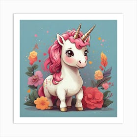 Cute Unicorn paint art Art Print