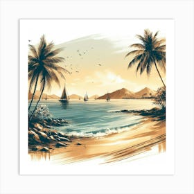 Illustration seaside Art Print