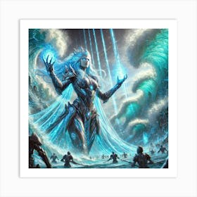 Grand Priestess Serina Tidal Wave Scifi Art Print