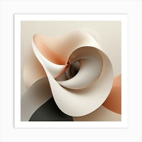 Abstract Art, Abstract Background, Generate An Abstract Design With Soft Curved Lines In Neutral Tones Emphasizing Simplicity Art Print