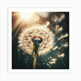 Dandelion In The Wind Art Print