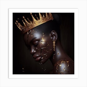 Black Broken Woman With A Crown Art Print