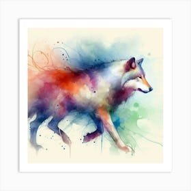 Watercolor Wolf 6 Art Print