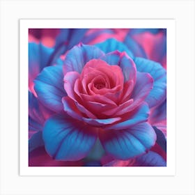 Pink And Blue Roses Affiche