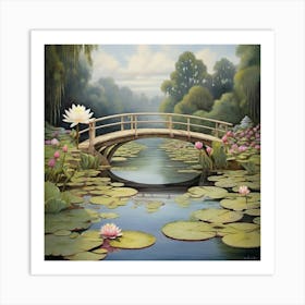 Water Lily Bridge 1 Art Print 0 Art Print