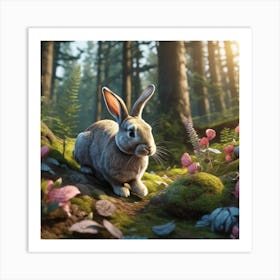 Bunny In Forest Ultra Hd Realistic Vivid Colors Highly Detailed Uhd Drawing Pen And Ink Perfe (5) Art Print