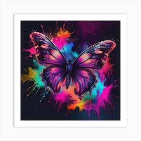 Butterfly With Paint Splashes 21 Art Print