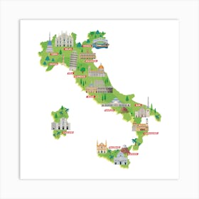 Italy Map Art Print