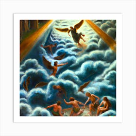 A Davinci Style Oil Painting-Falling Angels Art Print