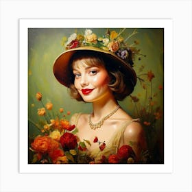 Autumn Flapper Beauty Art Print