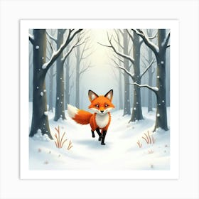 Fox In The Snow Art Print