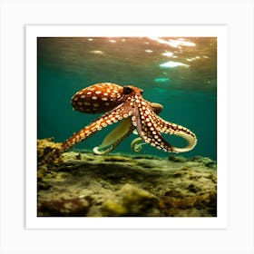 Octopus Swimming Art Print