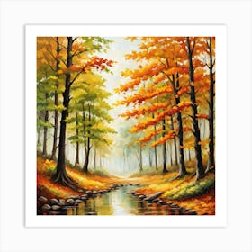 Forest In Autumn In Minimalist Style Square Composition 97 Art Print