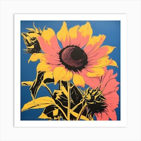 Sunflower 2 Pop Art Illustration Square Art Print