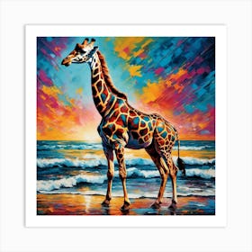 Giraffe At Sunset Art Print