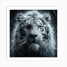 White Tiger In The Rain 2 Art Print