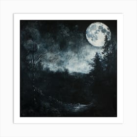 Full Moon In The Forest 1 Art Print