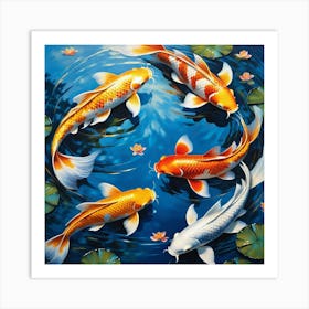 The Mesmerizing Dance Of Koi Fish Art Print