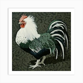 Ohara Koson Inspired Bird Painting Rooster 3 Square Art Print