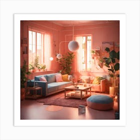 Pink Living Room Art Print