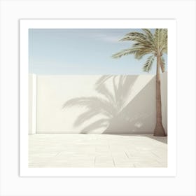 White Wall With A Palm Summer Photography Art Print