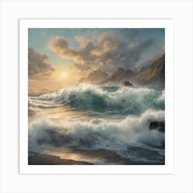 Seascape At Sunset Art Print