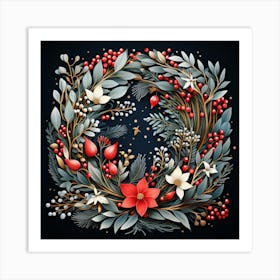 Christmas Wreath - Abstract Christmas 1 Art Print