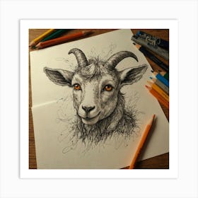 Goat Drawing 16 Art Print