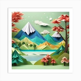 Origami Landscape Art Print