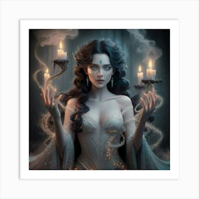 Woman Holding Candles Art Print