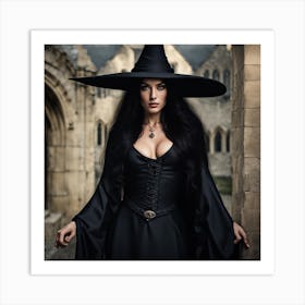 Witch In Black Hat Art Print