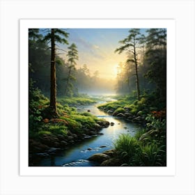 River In The Forest Art Print