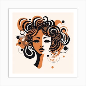 Woman With Curly Hair 2 Art Print